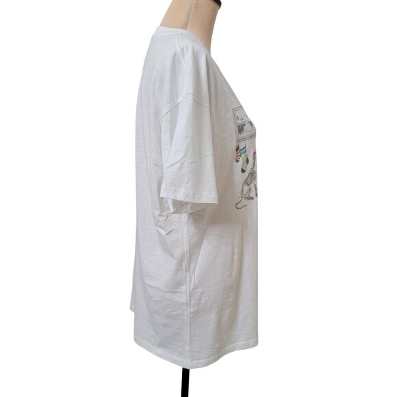 American Eagle Size XS/S Skeleton & Skeleton Dog Decorating Tree Holiday T-Shirt - Picture 7 of 14